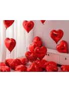 Piros szív alakú fólia lufi dekoráció Valentin napra és évfordulóra