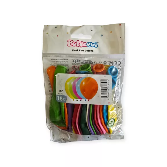 Gömb alakú latex lufi vegyes pasztell színekben 25 cm