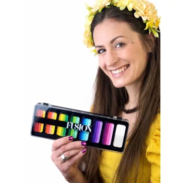 Fusion Body Art Thin Strokes Rainbow Rush arcfesték paletta 112g professzionális split cake készlet
