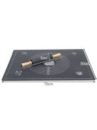 Ruhhy szilikon nyújtó-gyúrólap és sodrófa szett, XXL méretű (70x50 cm) gyúrótábla beosztásokkal, tapadásmentes szilikon sodrófa fa nyéllel, sütéshez és főzéshez