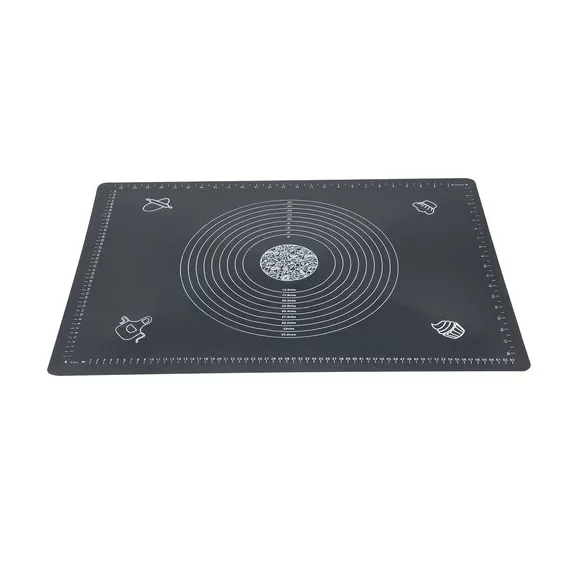 Ruhhy szilikon nyújtó-gyúrólap és sodrófa szett, XXL méretű (70x50 cm) gyúrótábla beosztásokkal, tapadásmentes szilikon sodrófa fa nyéllel, sütéshez és főzéshez