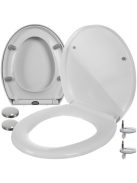 Ruhhy lassú lecsapódású (soft close) WC-ülőke, fehér színű, antibakteriális anyagból, univerzális méretben, modern fürdőszobákba