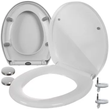 Ruhhy lassú lecsapódású (soft close) WC-ülőke, fehér színű, antibakteriális anyagból, univerzális méretben, modern fürdőszobákba