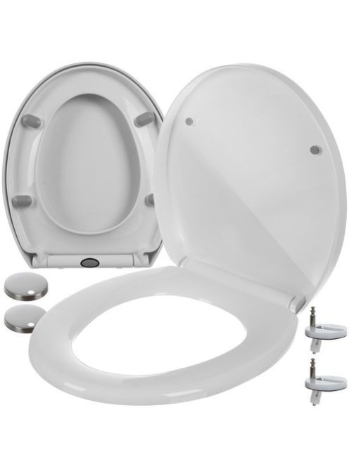 Ruhhy lassú lecsapódású (soft close) WC-ülőke, fehér színű, antibakteriális anyagból, univerzális méretben, modern fürdőszobákba