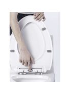 Ruhhy lassú lecsapódású (soft close) WC-ülőke, fehér színű, antibakteriális anyagból, univerzális méretben, modern fürdőszobákba