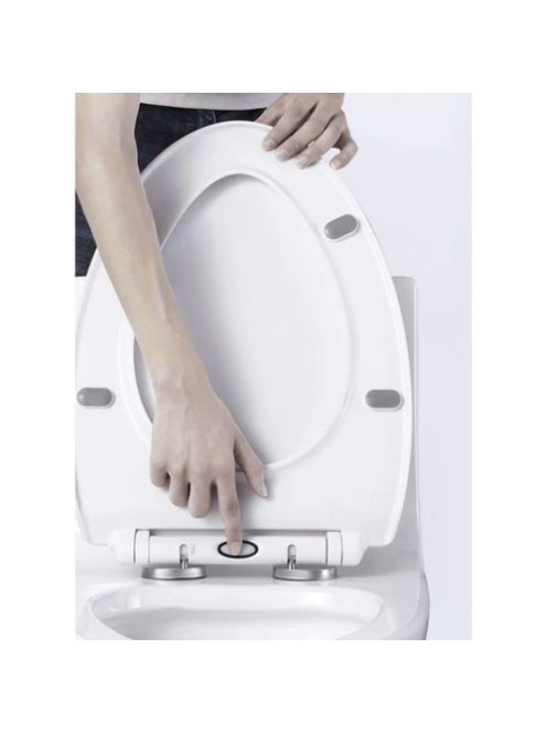 Ruhhy lassú lecsapódású (soft close) WC-ülőke, fehér színű, antibakteriális anyagból, univerzális méretben, modern fürdőszobákba