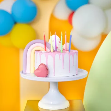 6 darab színes tortagyertya piros lila kék zöld és sárga lánggal