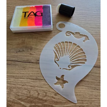 Arcfestő Shell, kagyló stencil – Precíz és könnyen használható sablon arcfestéshez