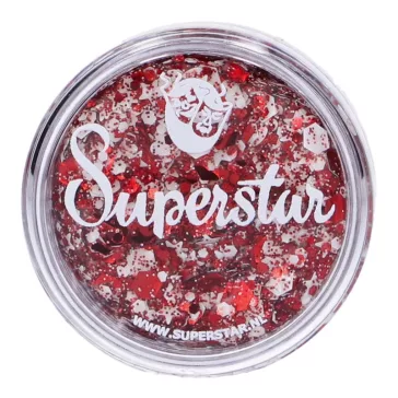 Piros-fehér Superstar chunky glitter krém átlátszó tégelyben