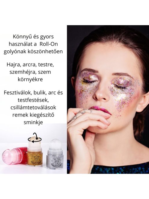 Roll-On glitter gel ezüst