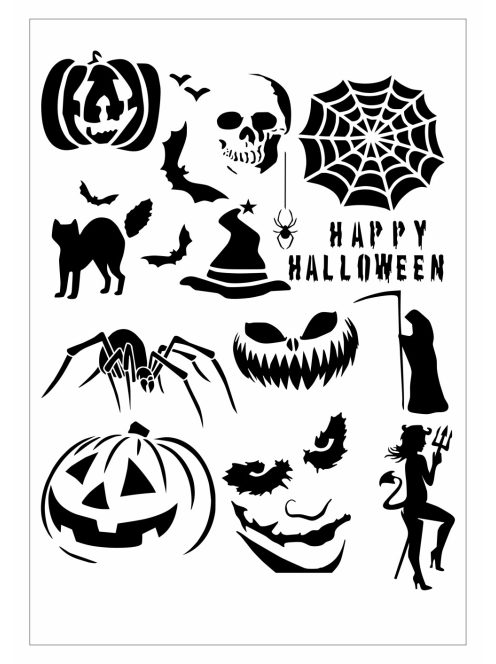 Festő sablon, stencil - Halloween minták A4