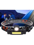 COB fejlámpa 4 az 1-ben mágnessel, világító fénnyel, fejre rögzítve és levéve is