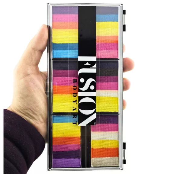 Fusion csíkos arcfesték paletta – Leanne's VIVID RAINBOW szirompaletta