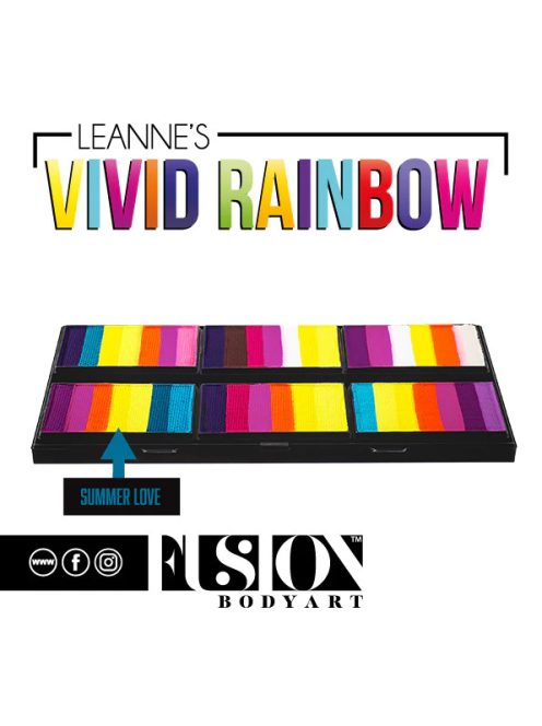 Fusion csíkos arcfesték paletta – Leanne's VIVID RAINBOW szirompaletta