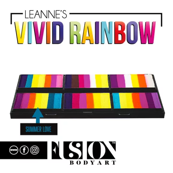 Fusion csíkos arcfesték paletta – Leanne's VIVID RAINBOW szirompaletta