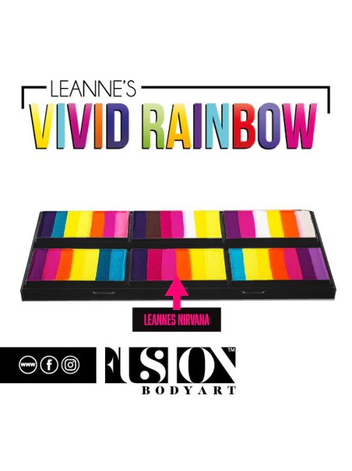 Fusion csíkos arcfesték paletta – Leanne's VIVID RAINBOW szirompaletta