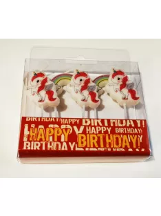 Torta gyertya - Unikornis+2 szivárvány