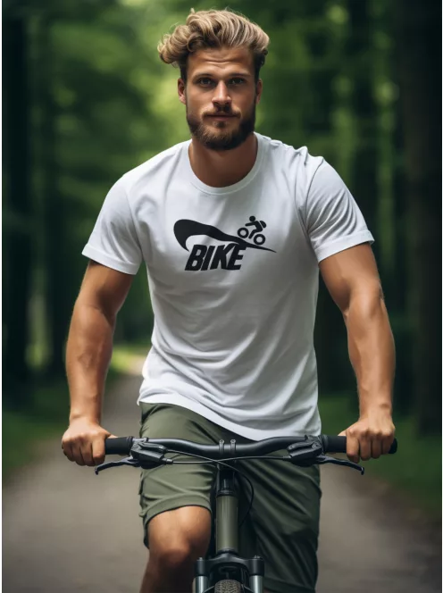 Bike póló, kerékpáros póló, biciklis ajándék, sportos póló, kerékpár sziluett