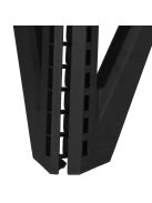 Összecsukható fekete műanyag hokedli és fellépő hordozófüllel