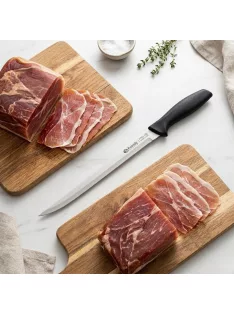 37 cm hosszú rozsdamentes sonka és gyros szeletelő kés, INOX pengével