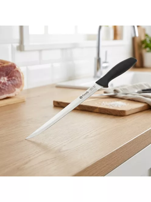 37 cm hosszú rozsdamentes sonka és gyros szeletelő kés, INOX pengével