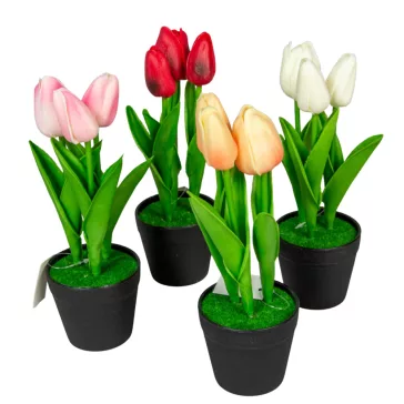 Élethű mű tulipán – Tartós és elegáns dekorációs cserepes virág