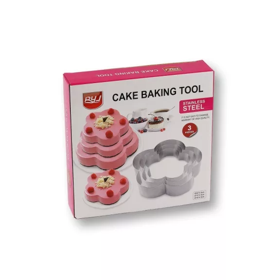 Virág tortaforma szett 3 db-os