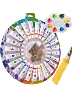 Maaleo 24 darabos, 12 ml-es tubusos akrilfesték készlet élénk színekkel, kezdő és haladó festőknek