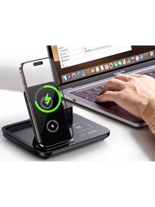 3 az 1-ben vezeték nélküli töltő telefonhoz, okosórához és fülhallgatóhoz