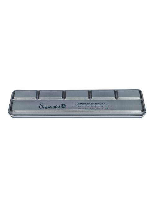 Superstar Aqua Luxus Arcfesték Paletta Precious Gem széria, 6 csillogó színnel (ezüst, arany, bronz, réz), arcfestéshez és testfestéshez