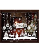 Karácsonyi ablakmatrica szett, karácsonyfa és hópehely minták, ünnepi díszítőmatrica üvegre, könnyen felragasztható és eltávolítható