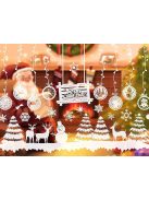 Karácsonyi ablakmatrica szett, karácsonyfa és hópehely minták, ünnepi díszítőmatrica üvegre, könnyen felragasztható és eltávolítható