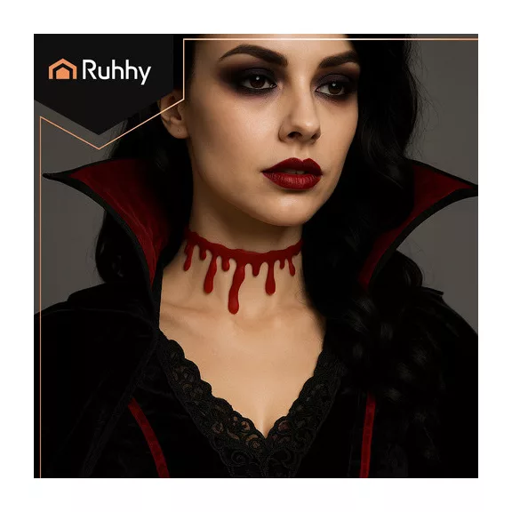  Véres Choker Nyaklánc Halloween Jelmezhez - Elvágott Torok Imitáció