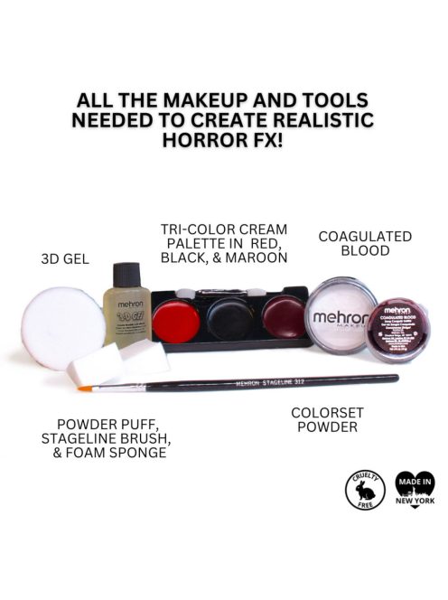 Mehron Horror FX Professional Makeup Kit tartalma - horror smink készlet vérrel és seb effektekkel
