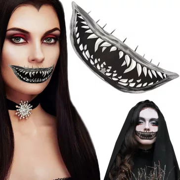 Halloween ideiglenes tetoválás, műfogak, vámpír fogak, zombi sebek tetoválás, lemosható, realisztikus jelmez kiegészítő