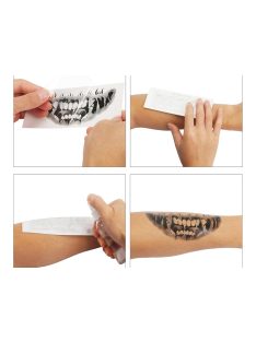 Halloween ideiglenes tetoválás, műfogak, vámpír fogak, zombi sebek tetoválás, lemosható, realisztikus jelmez kiegészítő