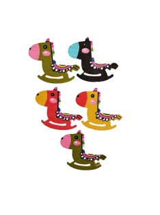 Fa gomb - színes hintaló vegyes színek 5db/cs