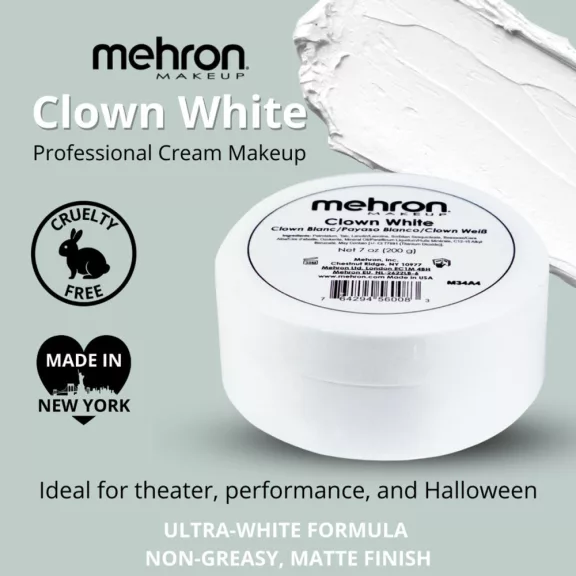 200 g-os Mehron Clown White fehér sminkalap színpadi karakterekhez
