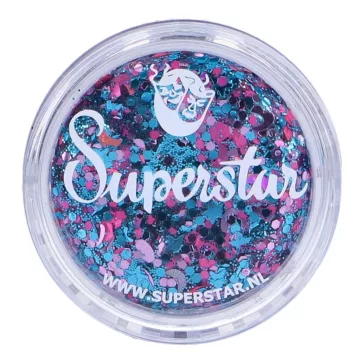 Fesztivál hatású Superstar chunky glitter krém kékes-türkiz és pink csillogással