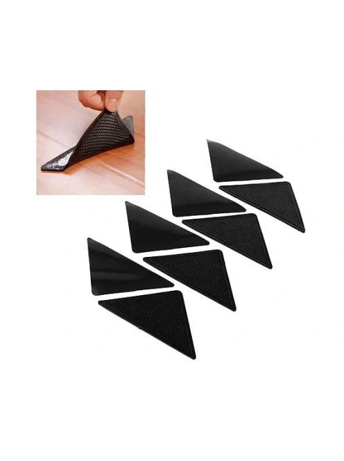 8 darabos csúszásgátló alátét szett szőnyegek és futószőnyegek alá, háromszög alakú, öntapadós padlóvédő