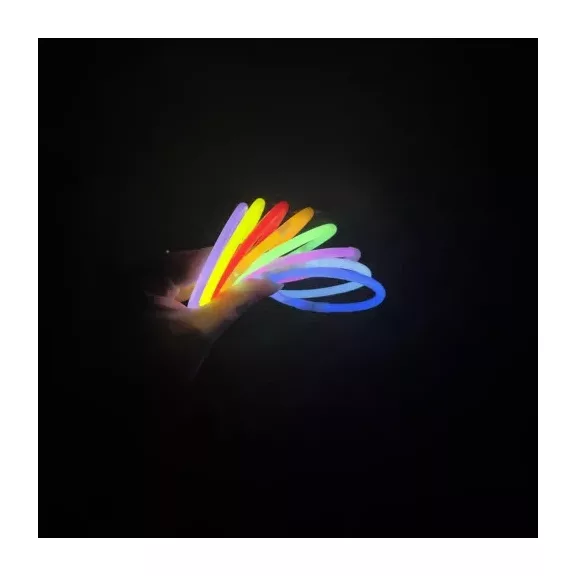 100 darabos vegyes színű világító pálcika szett csatlakozókkal, glow stick party kellék fesztiválokra és bulikra