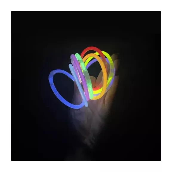 100 darabos vegyes színű világító pálcika szett csatlakozókkal, glow stick party kellék fesztiválokra és bulikra