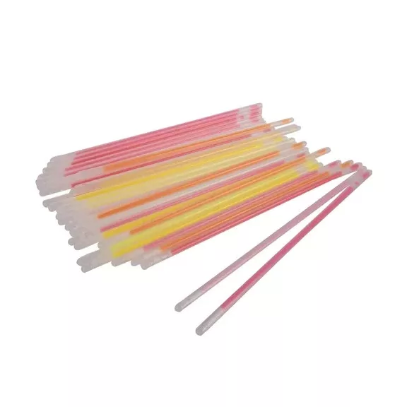 100 darabos vegyes színű világító pálcika szett csatlakozókkal, glow stick party kellék fesztiválokra és bulikra