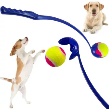 NUXIE labda eldobó kutyajáték, 48 cm-es műanyag kilövő kar, labdával