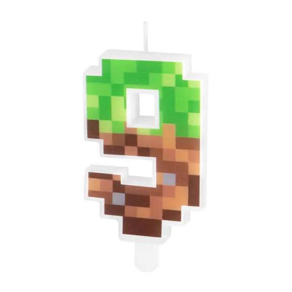 9-es szám alakú pixel tortagyertya műanyag beszúróval