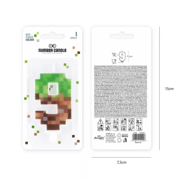 9-es szám alakú pixel tortagyertya műanyag beszúróval