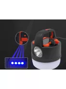 Kempinglámpa, akkumulátoros LED lámpa, USB tölthető, napelemes töltés, turista lámpa, kampós, többfunkciós, áramszünet esetére