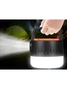 Kempinglámpa, akkumulátoros LED lámpa, USB tölthető, napelemes töltés, turista lámpa, kampós, többfunkciós, áramszünet esetére