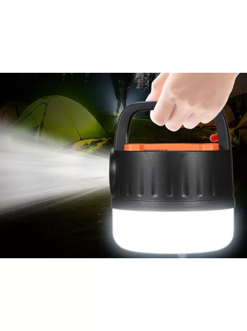 Kempinglámpa, akkumulátoros LED lámpa, USB tölthető, napelemes töltés, turista lámpa, kampós, többfunkciós, áramszünet esetére
