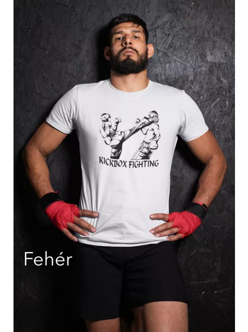 Kickbox Fighting kereknyakú pamut póló kick box mintával uniszex